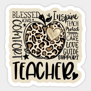 Teacher Cheetah Apple Inspiring words Sticker